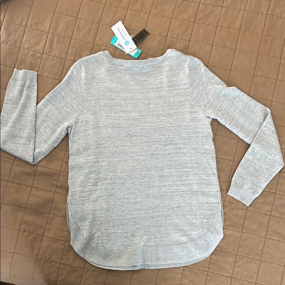 Light Gray Sweater with Button Accents - Picture 2 of 5